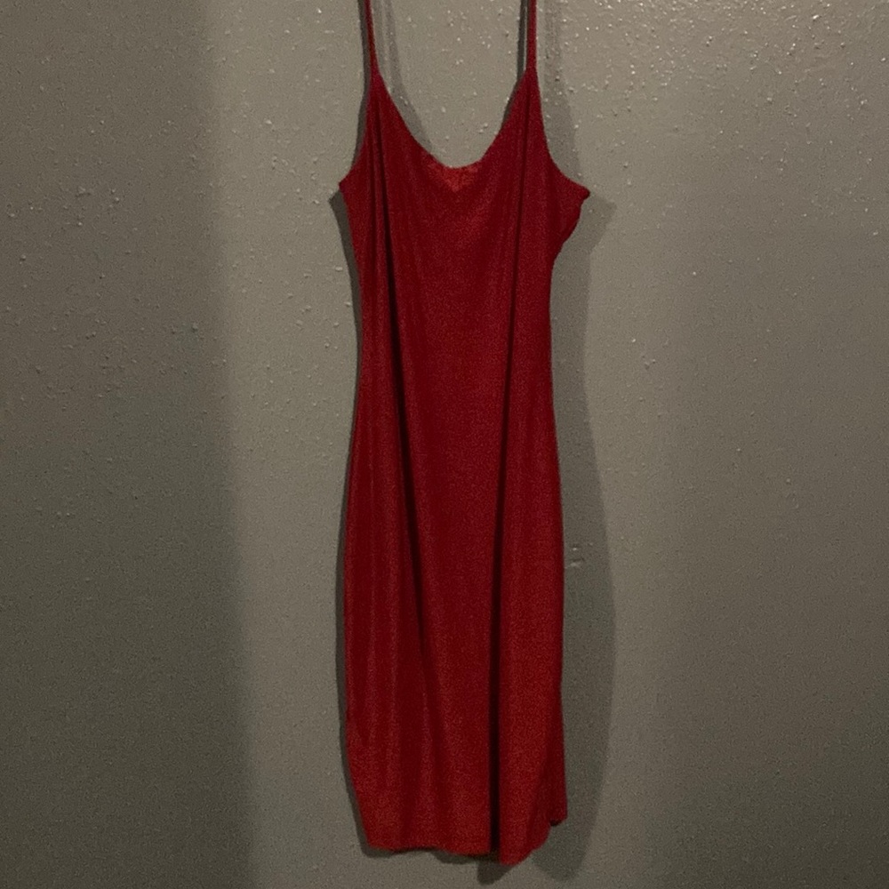 Red Silk short dress, spaghetti straps